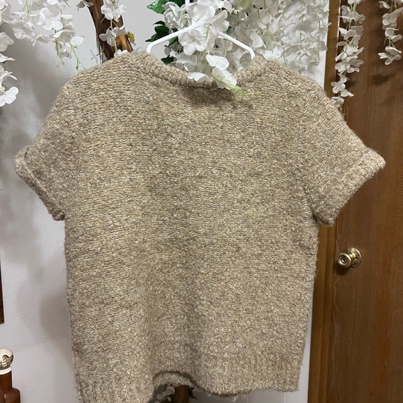 Cream and Tan Knit Sweater with Crew Neck - Picture 5 of 10